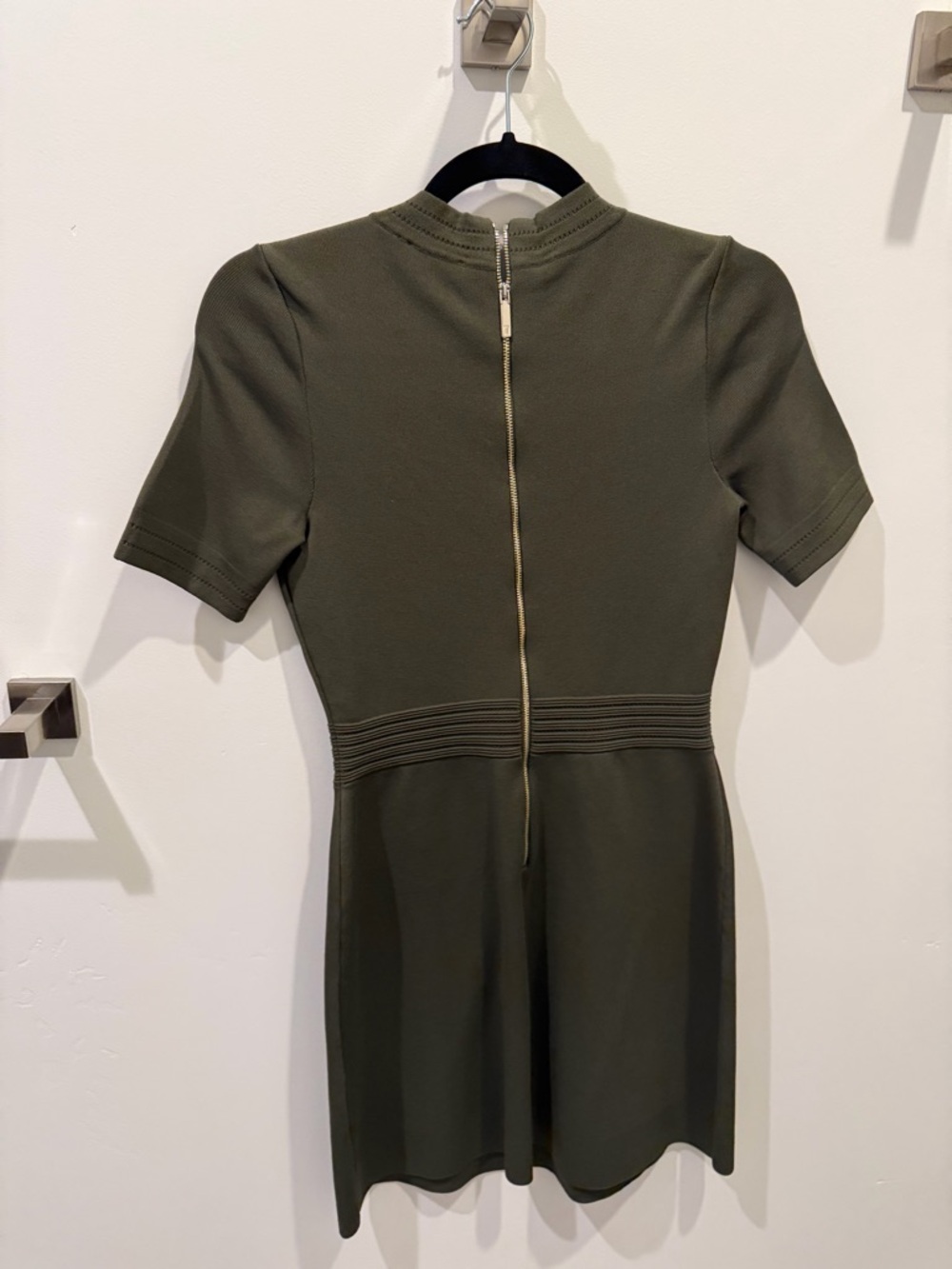 Ted Baker London Olive Green Knit Fit & Flare Mini Dress - Picture 5 of 5